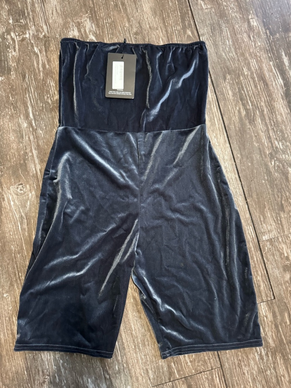 Velvet Strapless Romper Shorts in Ice Grey